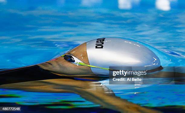 Carolina Colorado of Columbia swims the Women 200m backstroke heat at the Pan Am Games on July 15, 2015 in Toronto, Canada.