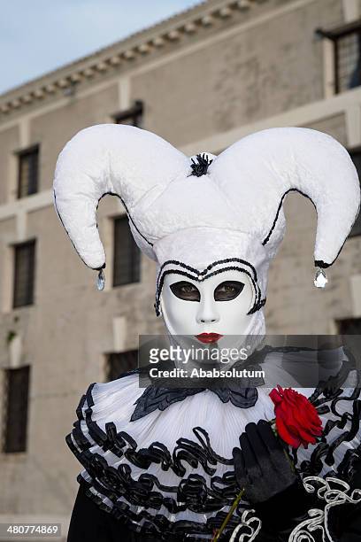 harlequin-estar, máscara de carnaval de veneza na san giorgio, itália, europa - venice carnival - fotografias e filmes do acervo