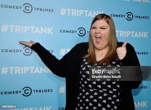Actress Ashley Fink attends Comedy Central's "TripTank" premiere party at The Bookbindery on March 26, 2014 in Culver City, California.