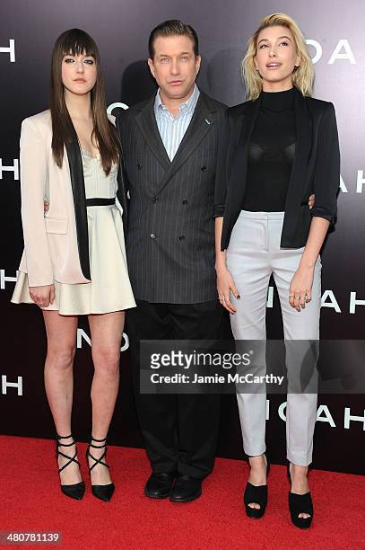 Alaia Baldwin, Stephen Baldwin and Hailey Baldwin attend the "Noah" New York premiere at Ziegfeld Theatre on March 26, 2014 in New York City.