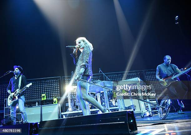 James Shaw, Joules Scott-Key, Emily Haines, and Joshua Winstead of Metric performs at Philips Arena on July 14, 2015 in Atlanta, Georgia.