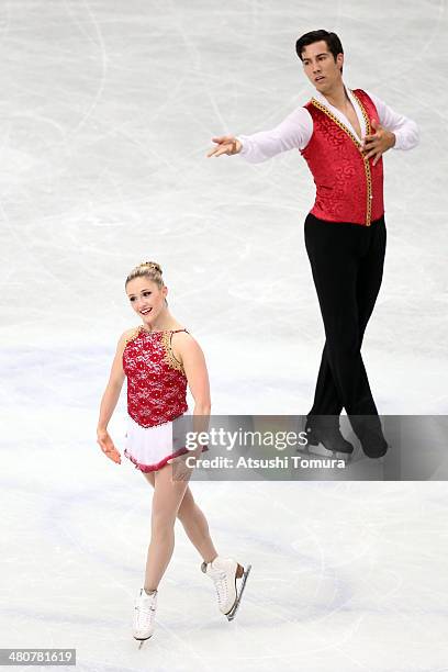 Paige Lawrence and Rudi Swiegers of Canada compete in the Pairs Free Program during ISU World Figure Skating Championships at Saitama Super Arena on...