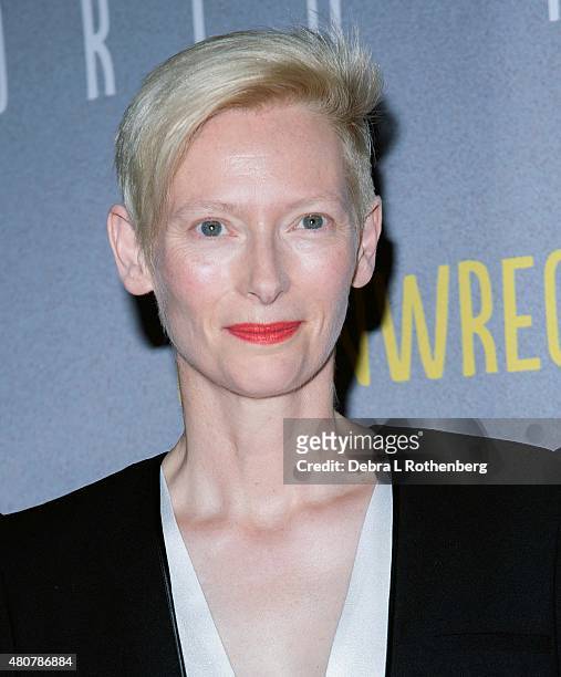 Actress Tilda Swinton at the New York Premiere of "Trainwreck" at Alice Tully Hall on July 14, 2015 in New York City.