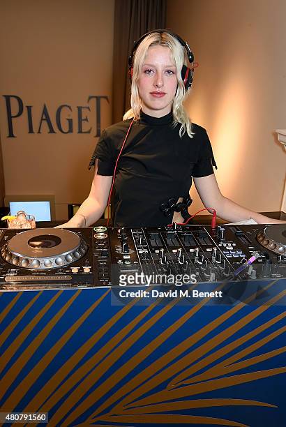 Harriet Verney DJs at the Piaget 'Mediterranean Garden' Summer Party on July 15, 2015 in London, England.