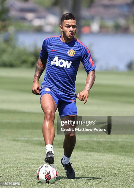 Memphis Depay of Manchester United in action during a first team training session as part of their pre-season tour of the USA at VMAC on July 15,...