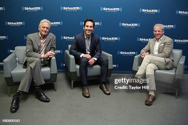 Actors Michael Douglas and Paul Rudd are interviewed by Jess Cagle for a Town Hall for EW Radio at the SiriusXM Studios on July 14, 2015 in New York...