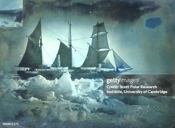 The 'Endurance' under full sail during the Imperial Trans-Antarctic Expedition, 1914-17, led by Ernest Shackleton.