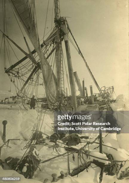 The wreck of the 'Endurance' during the Imperial Trans-Antarctic Expedition, 1914-17, led by Ernest Shackleton.