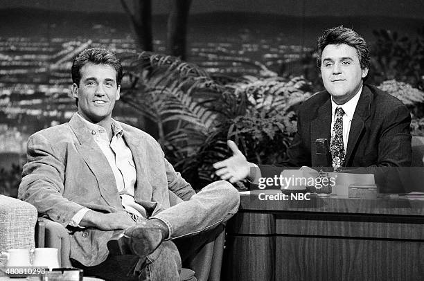 Pictured: Actor John Wesley Shipp during an interview with guest host Jay Leno on November 6, 1990 --