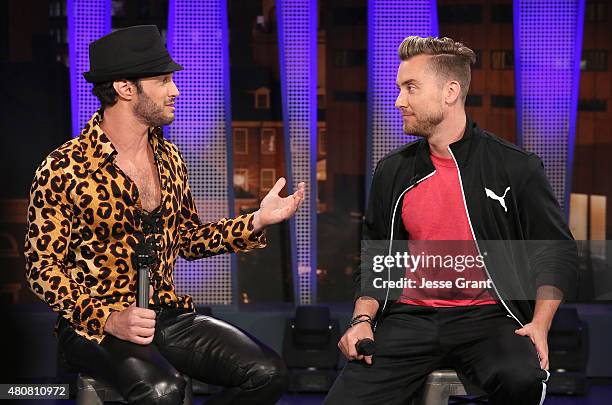 Josh Wolf and Lance Bass attend "The Josh Wolf Show" on July 15, 2015 in Los Angeles, California.