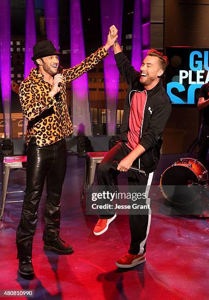 Josh Wolf and Lance Bass attend "The Josh Wolf Show" on July 15, 2015 in Los Angeles, California.