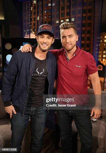 Josh Wolf and Lance Bass attend "The Josh Wolf Show" on July 15, 2015 in Los Angeles, California.