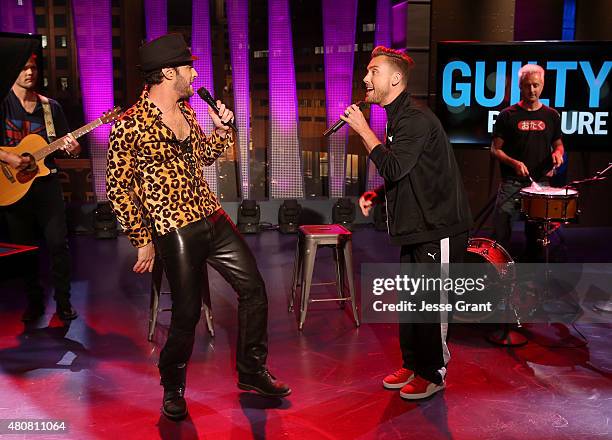 Josh Wolf and Lance Bass attend "The Josh Wolf Show" on July 15, 2015 in Los Angeles, California.
