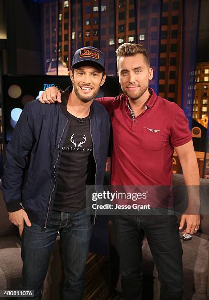 Josh Wolf and Lance Bass attend "The Josh Wolf Show" on July 15, 2015 in Los Angeles, California.