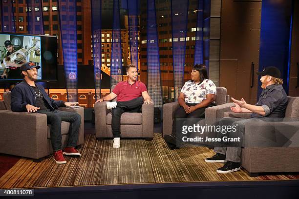 Josh Wolf, Lance Bass, Loni Love and Jon Reep attend "The Josh Wolf Show" on July 15, 2015 in Los Angeles, California.