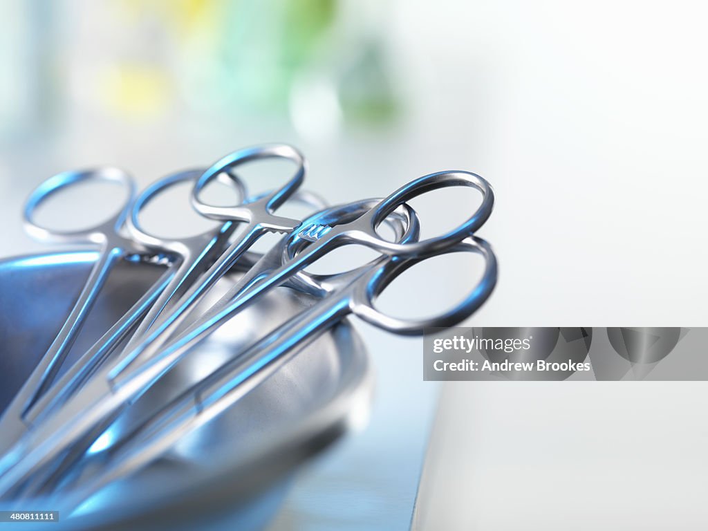 Medical instruments in tray