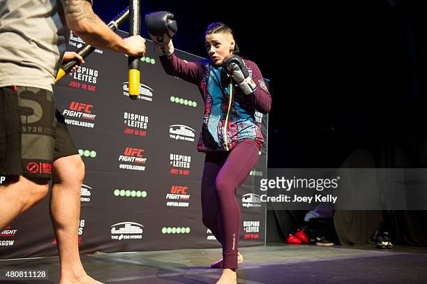 Joanne Calderwood during the UFC Ultimate Media day and Open Workouts at Glasgow's Old Fruitmarket on July 15, 2015 in Glasgow, Scotland.