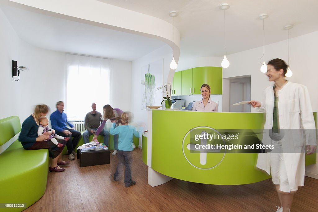 Medical waiting room and reception desk