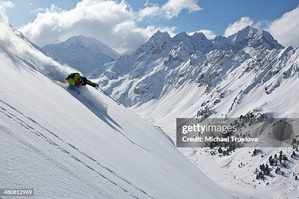 man off piste skiing in kuhtai , tirol, austria - estado do tirol imagens e fotografias de stock