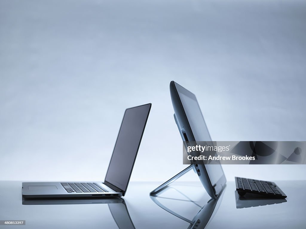 Laptop and PC on desk