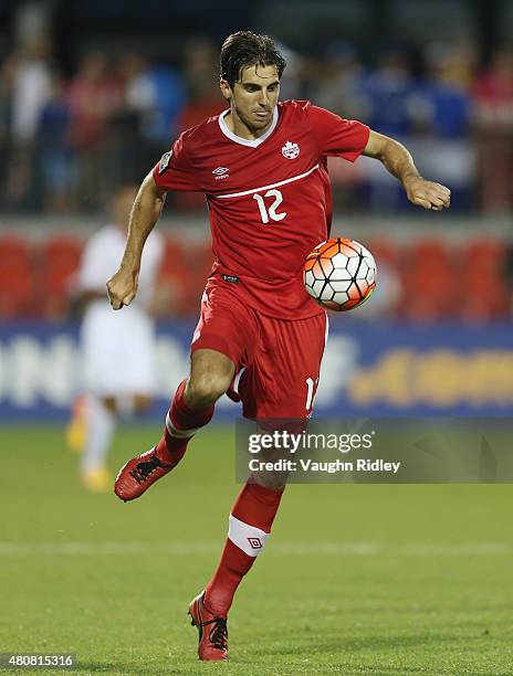 Dejan Jakovic of Canada during the 2015 CONCACAF Gold Cup Group B match between Canada and Costa Rica at BMO Field on July 14, 2015 in Toronto,...