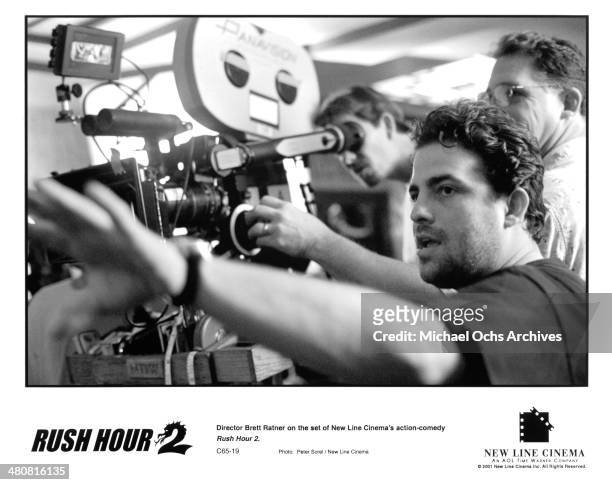 Director Brett Ratner on the set of the New Line Cinema movie "Rush Hour 2" , circa 2001.
