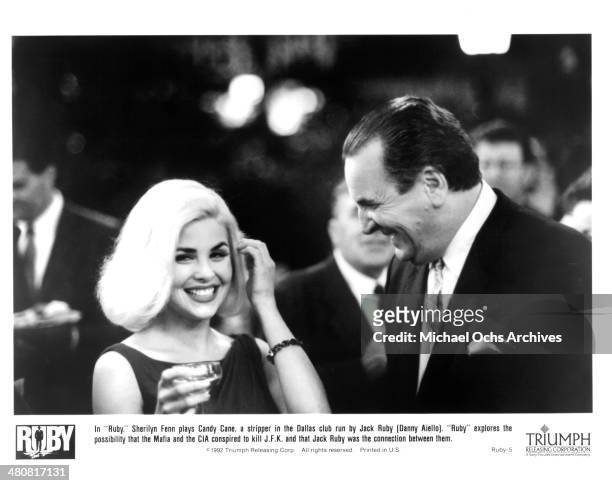 Actress Sherilyn Fenn and actor Danny Aiello in a scene from the Triumph movie "Ruby" , circa 1992.