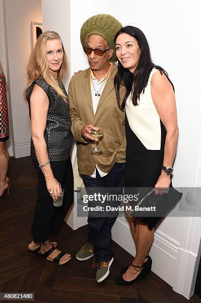 Grace Letts, Don Letts and Tracy Lowy attend The Laslett pre-opening drinks reception at The Laslett on July 15, 2015 in London, England.