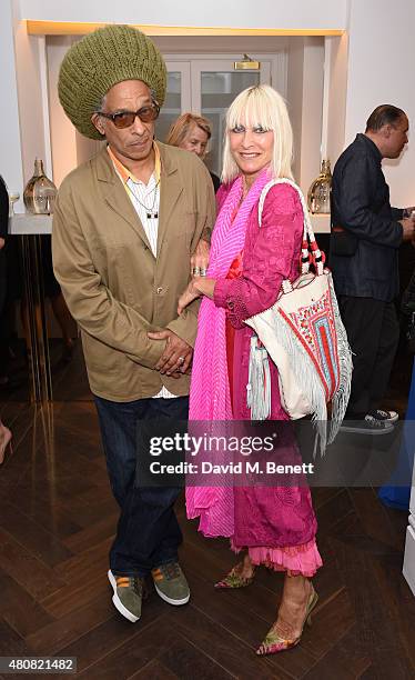 Don Letts and Virginia Bates attend The Laslett pre-opening drinks reception at The Laslett on July 15, 2015 in London, England.