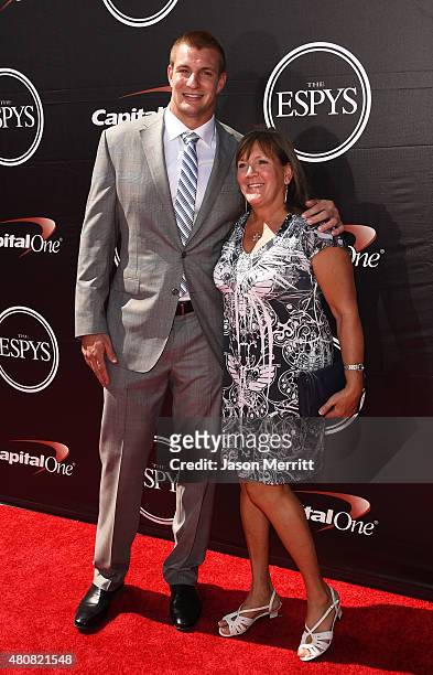 Player Rob Gronkowski with mother Diane Gronkowski attends The 2015 ESPYS at Microsoft Theater on July 15, 2015 in Los Angeles, California.