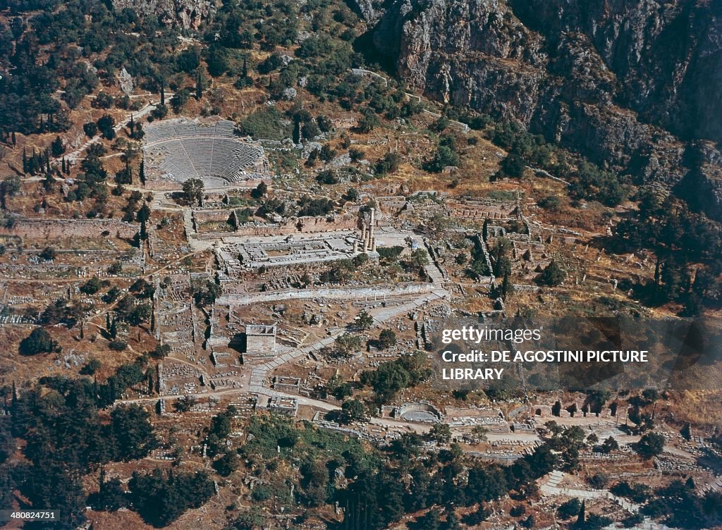 Delphi Aerial Aerial view of the archaeological site of Delphi - Greece News Photo ...