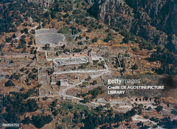 Aerial view of the archaeological site of Delphi - Greece