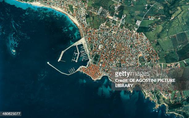 Aerial view of Alghero - Sassari province, Sardinia, Italy.