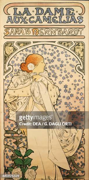 Posters, 19th century. Alphonse Maria Mucha , poster advertising The Lady of the Camellias with Sarah Bernhardt, 1896.