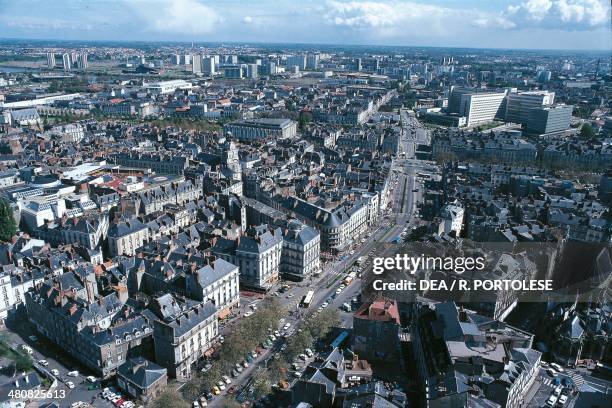 Aerial view of Nantes - Pays de la Loire, France..., Foto jornalística