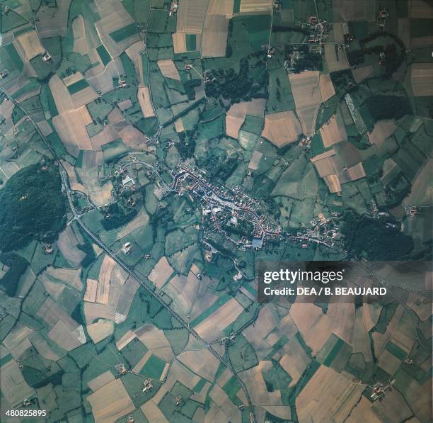 Aerial view of cultivated lands in Nord-Pas-de-Calais - Flanders, France