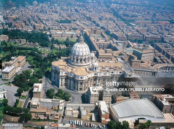 Aerial view of Saint Peter's Basilica and the Vatican Palace in Vatican City - Rome, Italy