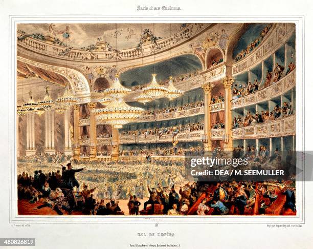 France, 19th century. Ball at the Paris Opera. Engraving by A. Provost. Paris, Hôtel Carnavalet