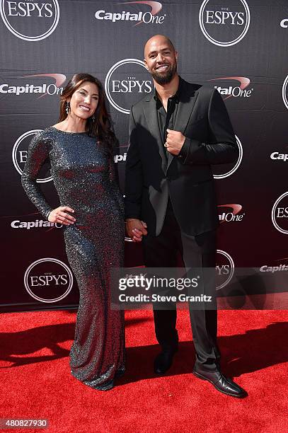 Women's Soccer player Hope Solo and NFL player Jerramy Stevens attend The 2015 ESPYS at Microsoft Theater on July 15, 2015 in Los Angeles, California.