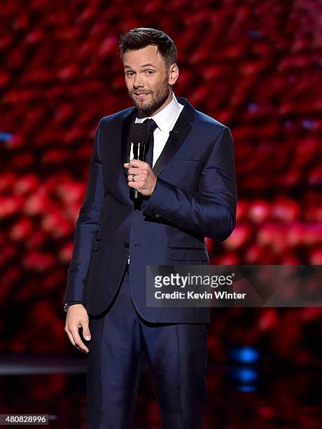 Host Joel McHale speaks onstage during The 2015 ESPYS at Microsoft Theater on July 15, 2015 in Los Angeles, California.