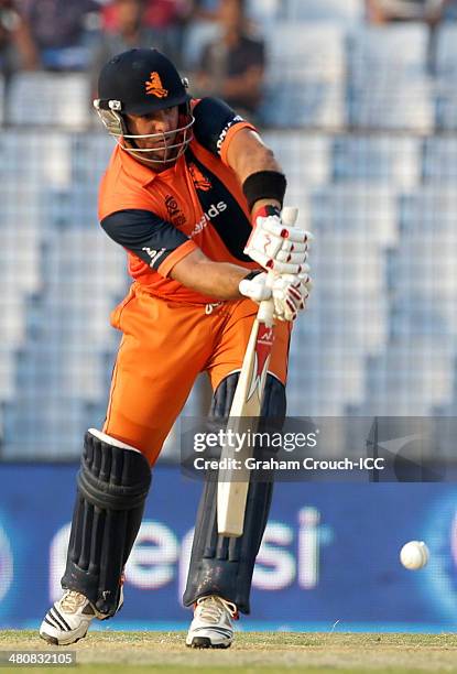 Stephan Myburgh of the Netherlands batting during South Africa v Netherlands match at the ICC World Twenty20 Bangladesh 2014 played at Zahur Ahmed...