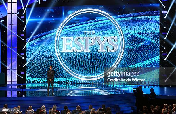 Player Stephen Curry speaks onstage during The 2015 ESPYS at Microsoft Theater on July 15, 2015 in Los Angeles, California.