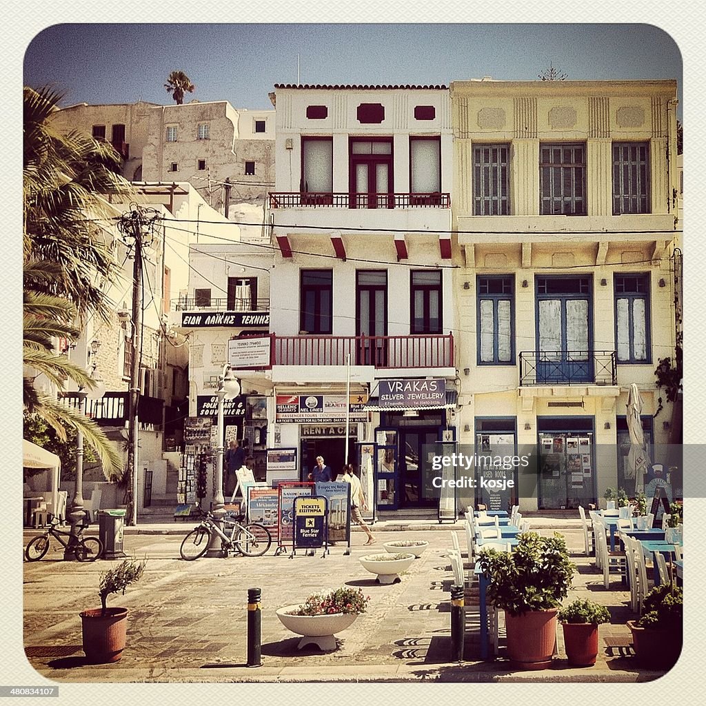 Greece, Naxos, View of old town square