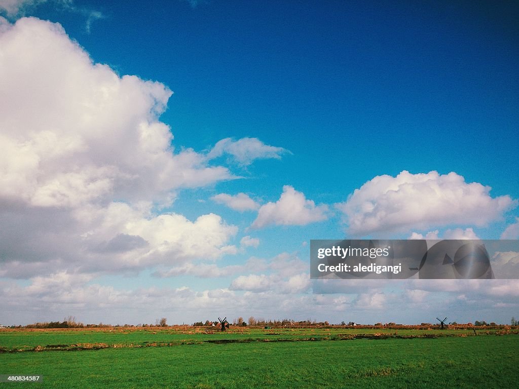 Netherlands, Paesi Bassi, Landscape with clouds