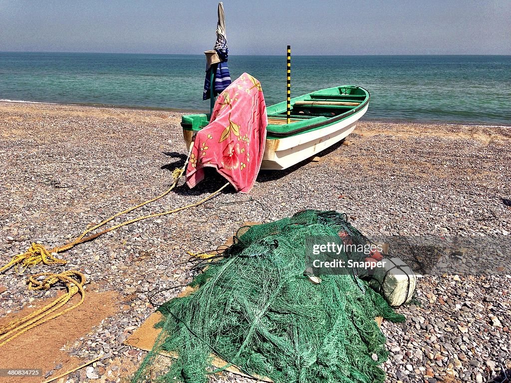 Fishing boat on the beach, Muscat, Oman