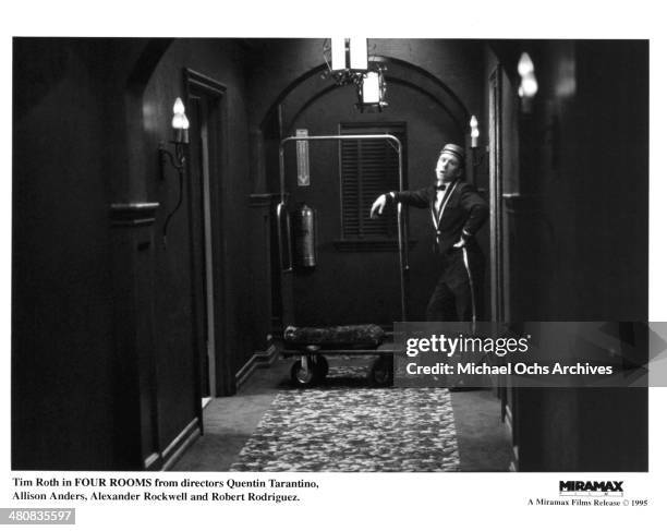 Actor Tim Roth stands in a hallway in a scene of the Miramax movie "Four Rooms ", circa 1995.