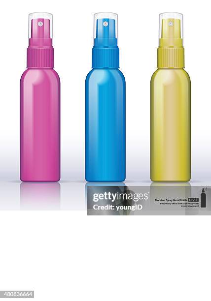 metallic bottle atomiser - perfume model stock illustrations