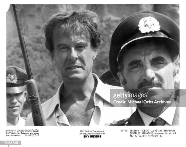 Actor Robert Culp in a scene from the movie "Sky Riders" circa 1976.