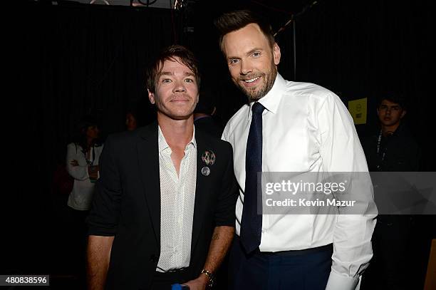 Singer/songwriter Nate Ruess and host Joel McHale attend The 2015 ESPYS at Microsoft Theater on July 15, 2015 in Los Angeles, California.