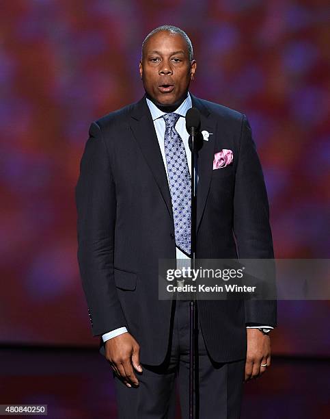 Personality Jay Harris speaks onstage during The 2015 ESPYS at Microsoft Theater on July 15, 2015 in Los Angeles, California.